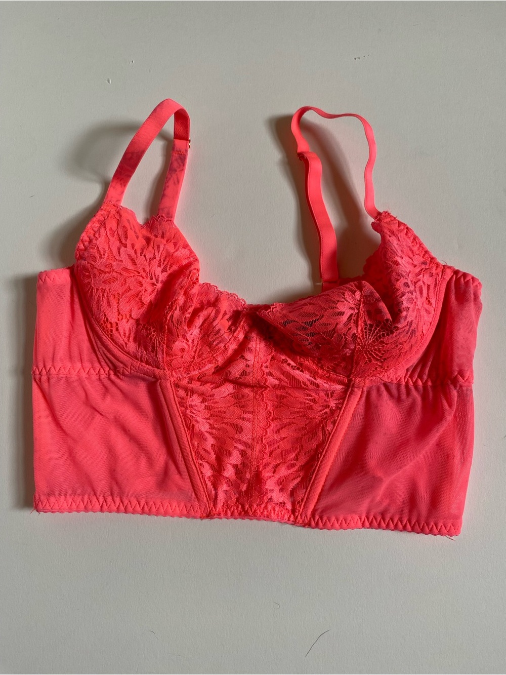 Lace Longline Bralette in Neon Coral - Women Intimates